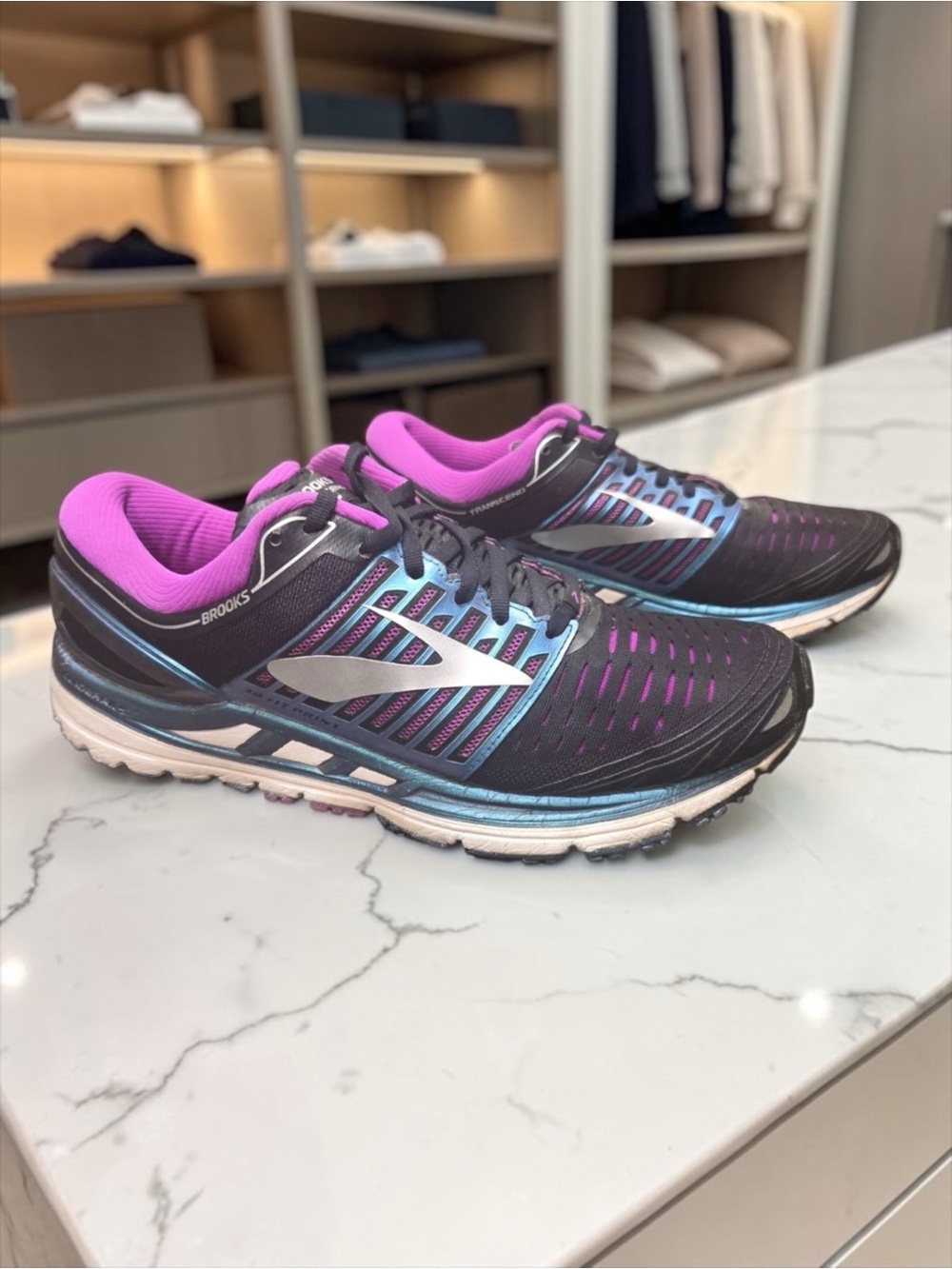 Brooks Transcend 5 Womens Running Shoes Black Purple Blue Sneakers Size 11 B